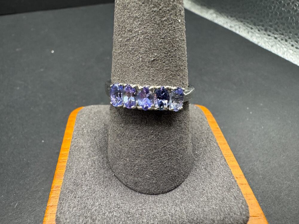 Chuck Clemency STS Signed Sterling Silver 925 Tanzanite Band Ring Size 10